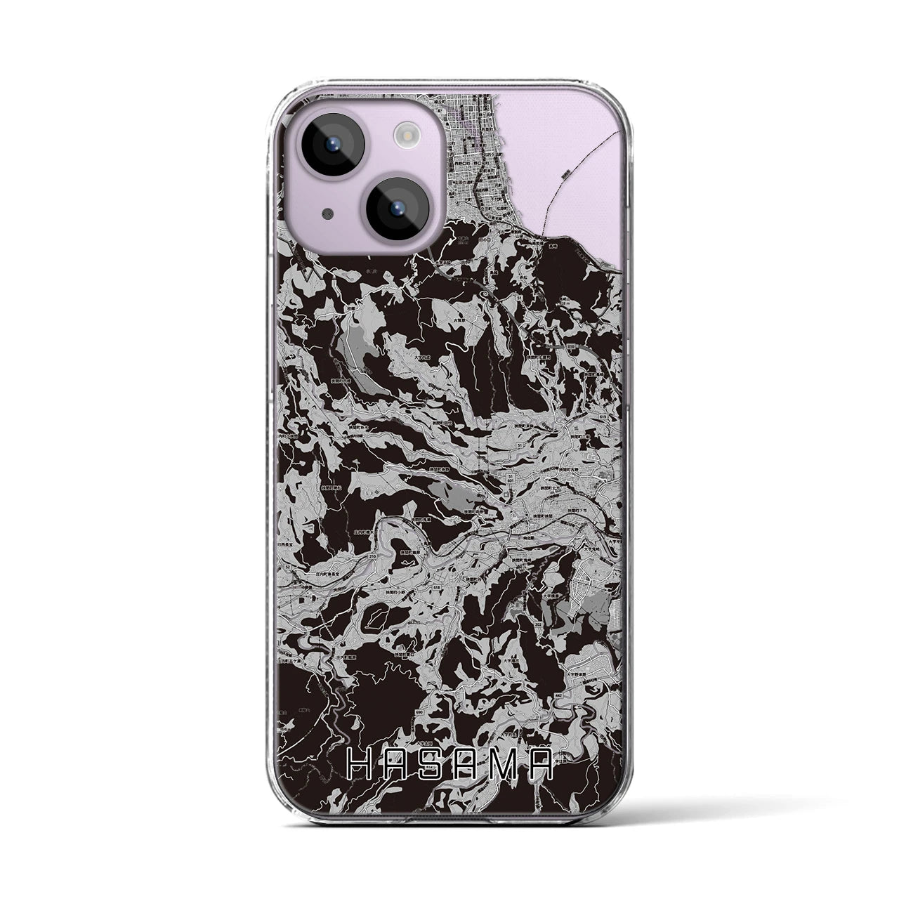 【挾間(大分県)】地図柄iPhoneケース(クリアタイプ)