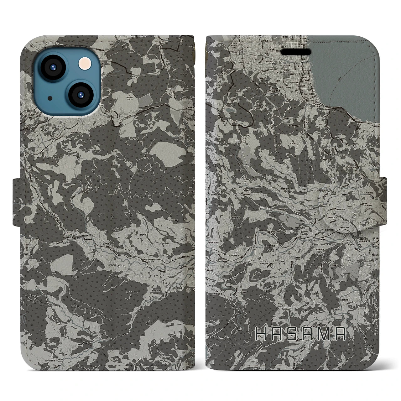 【挾間(大分県)】地図柄iPhoneケース(手帳タイプ)