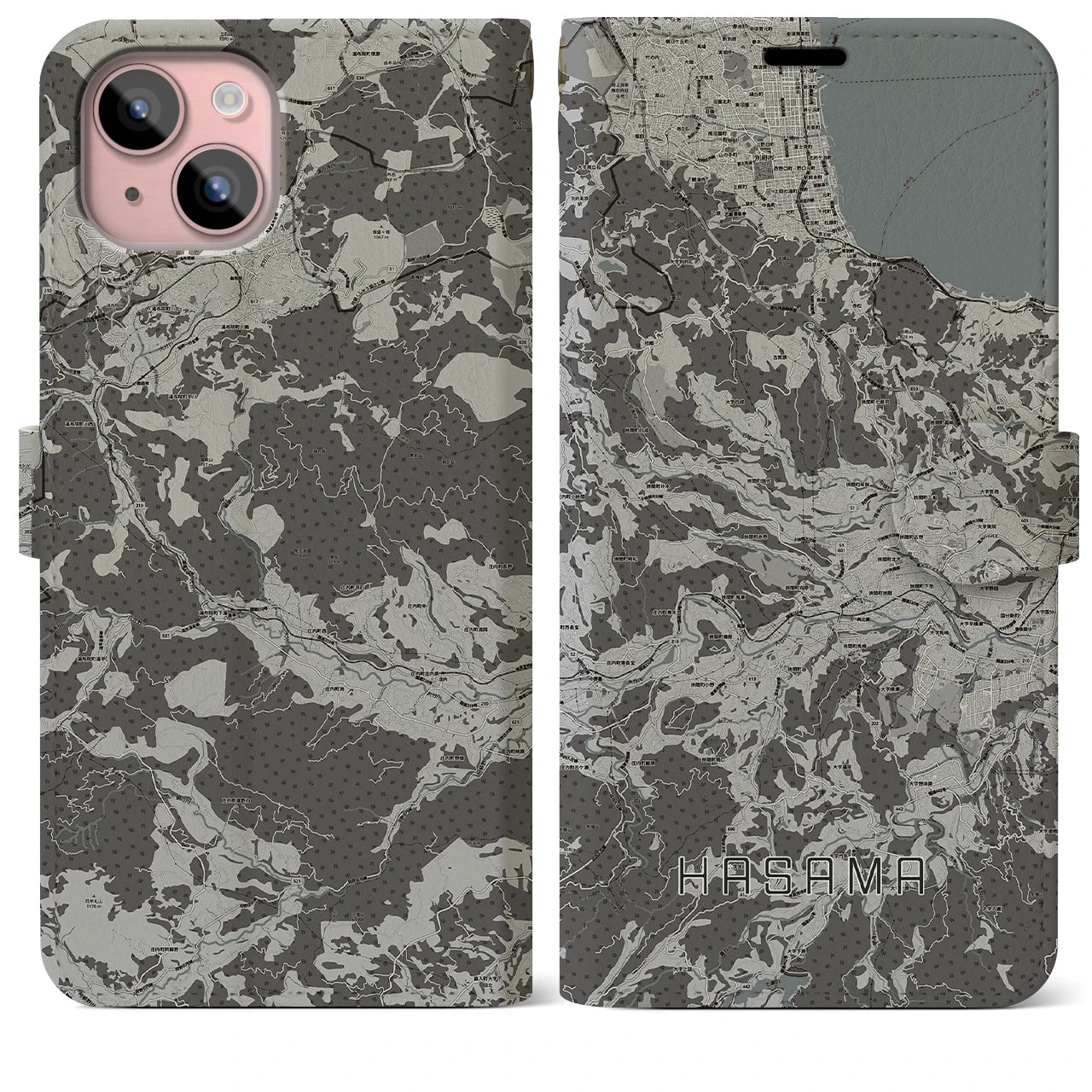 【挾間(大分県)】地図柄iPhoneケース(手帳タイプ)