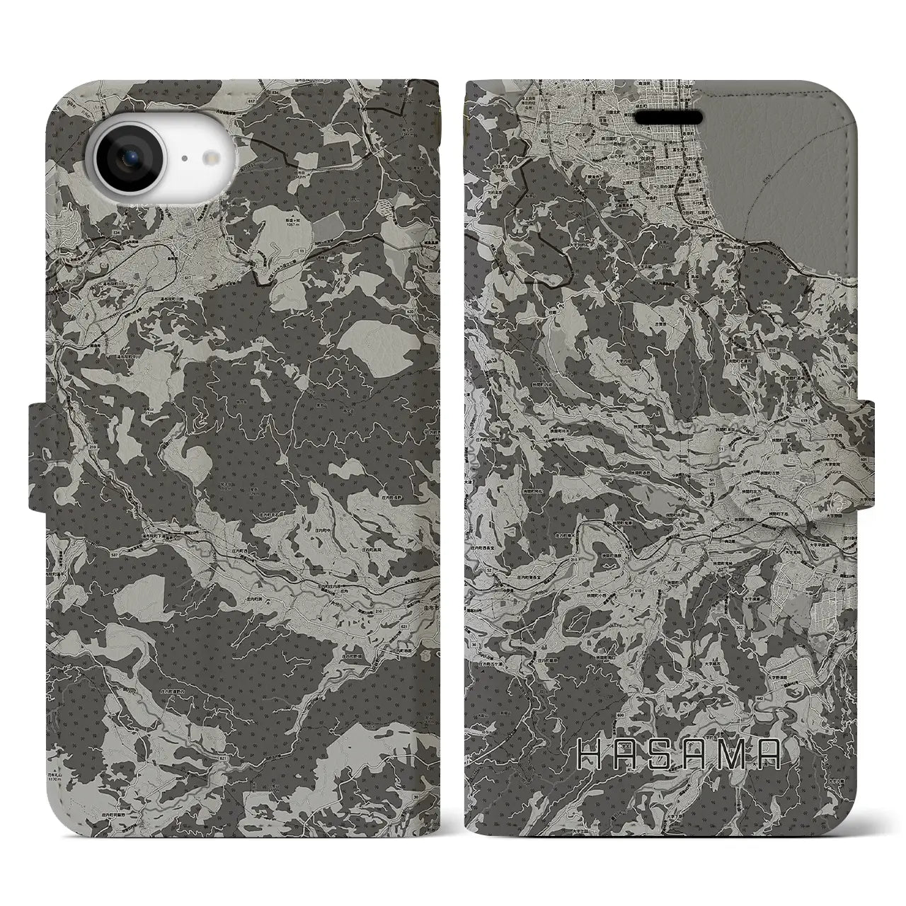 【挾間(大分県)】地図柄iPhoneケース(手帳タイプ)