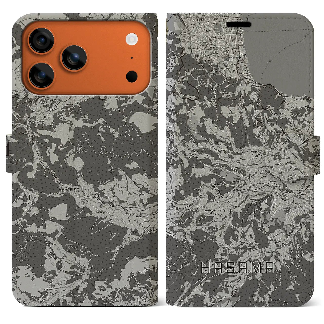 【挾間(大分県)】地図柄iPhoneケース(手帳タイプ)