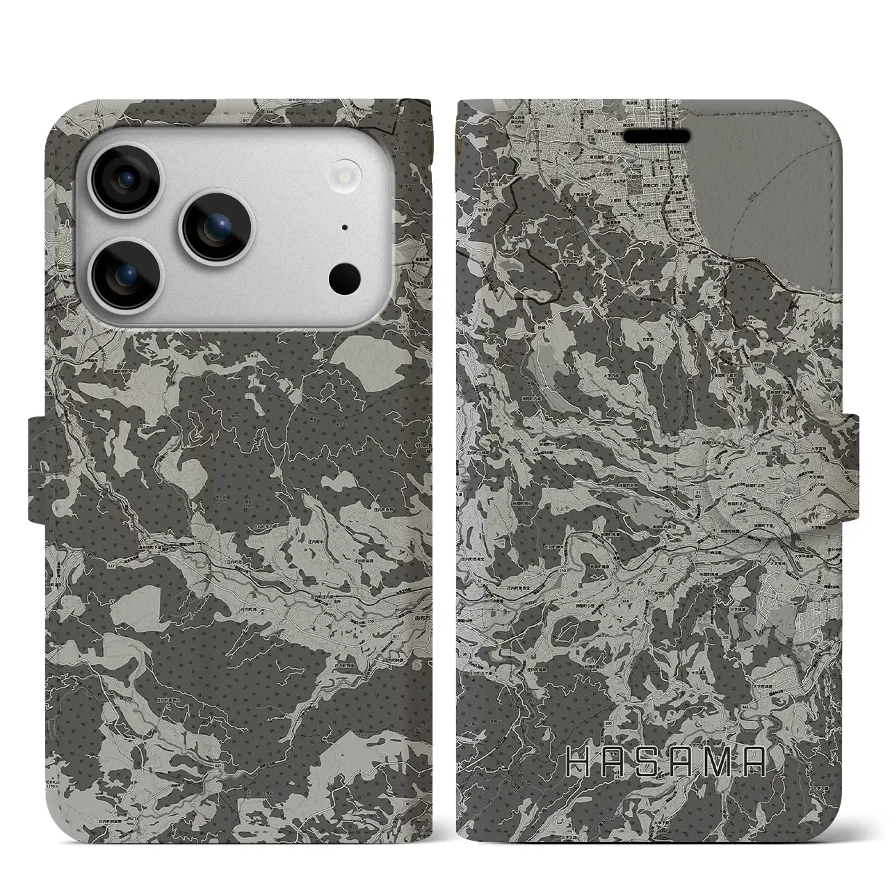 【挾間(大分県)】地図柄iPhoneケース(手帳タイプ)