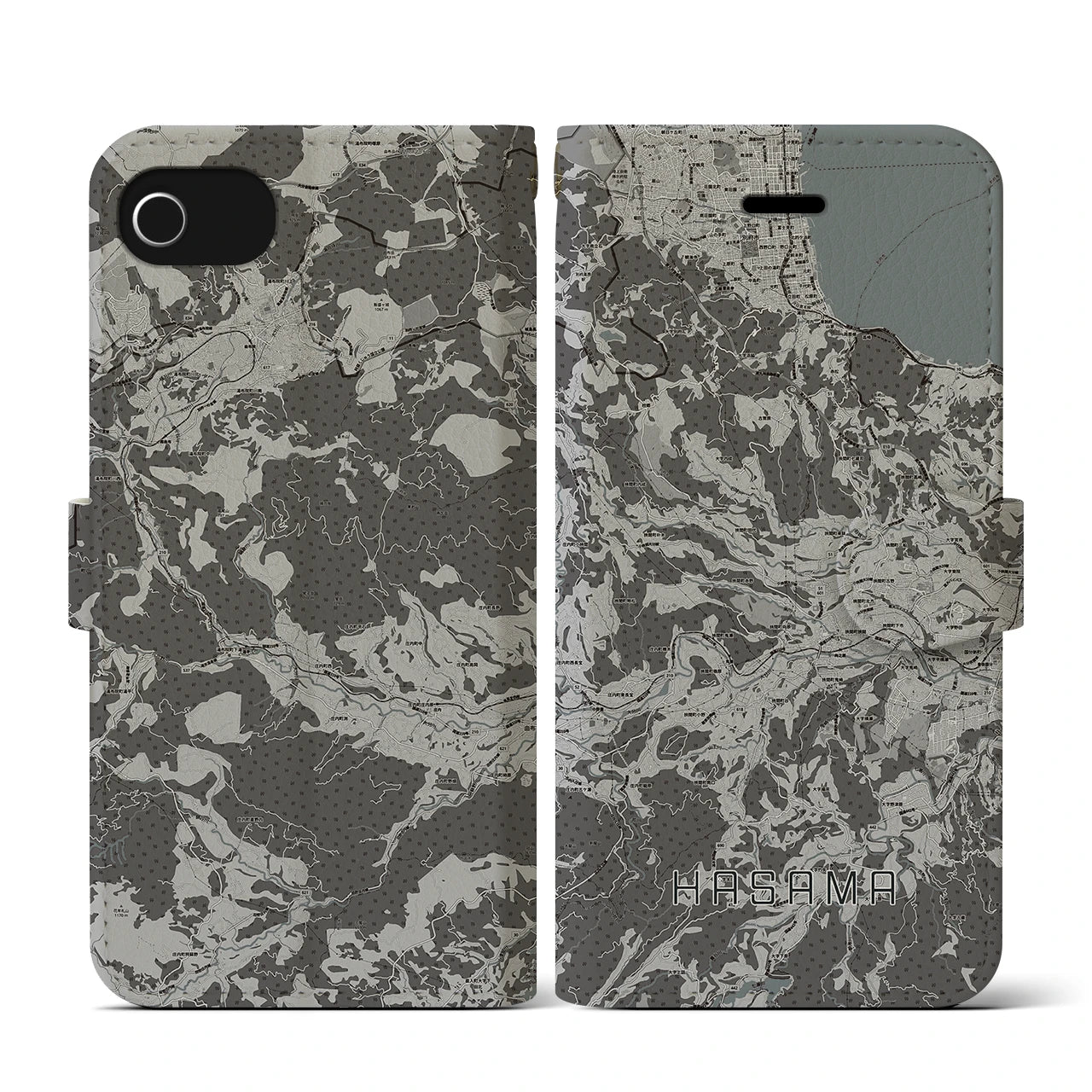 【挾間(大分県)】地図柄iPhoneケース(手帳タイプ)