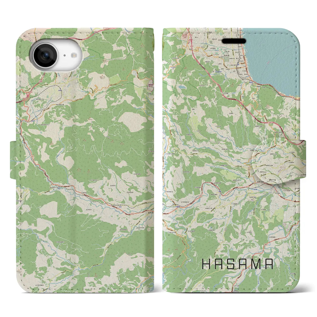 【挾間(大分県)】地図柄iPhoneケース(手帳タイプ)