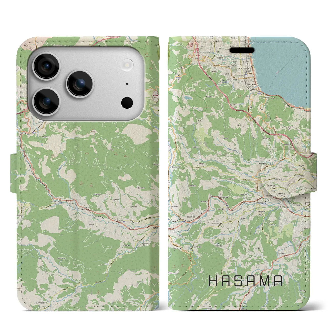 【挾間(大分県)】地図柄iPhoneケース(手帳タイプ)