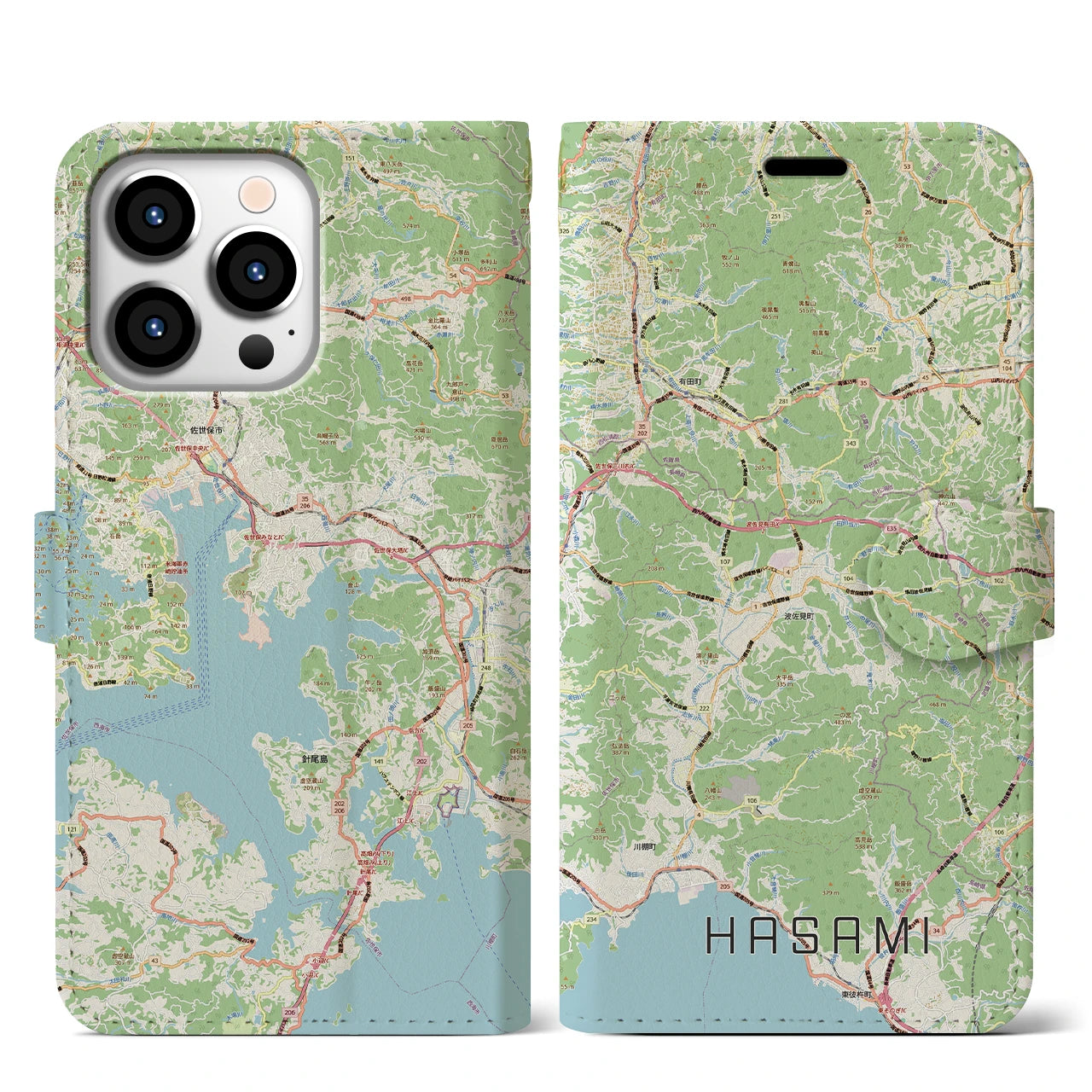 【波佐見(長崎県)】地図柄iPhoneケース(手帳タイプ)