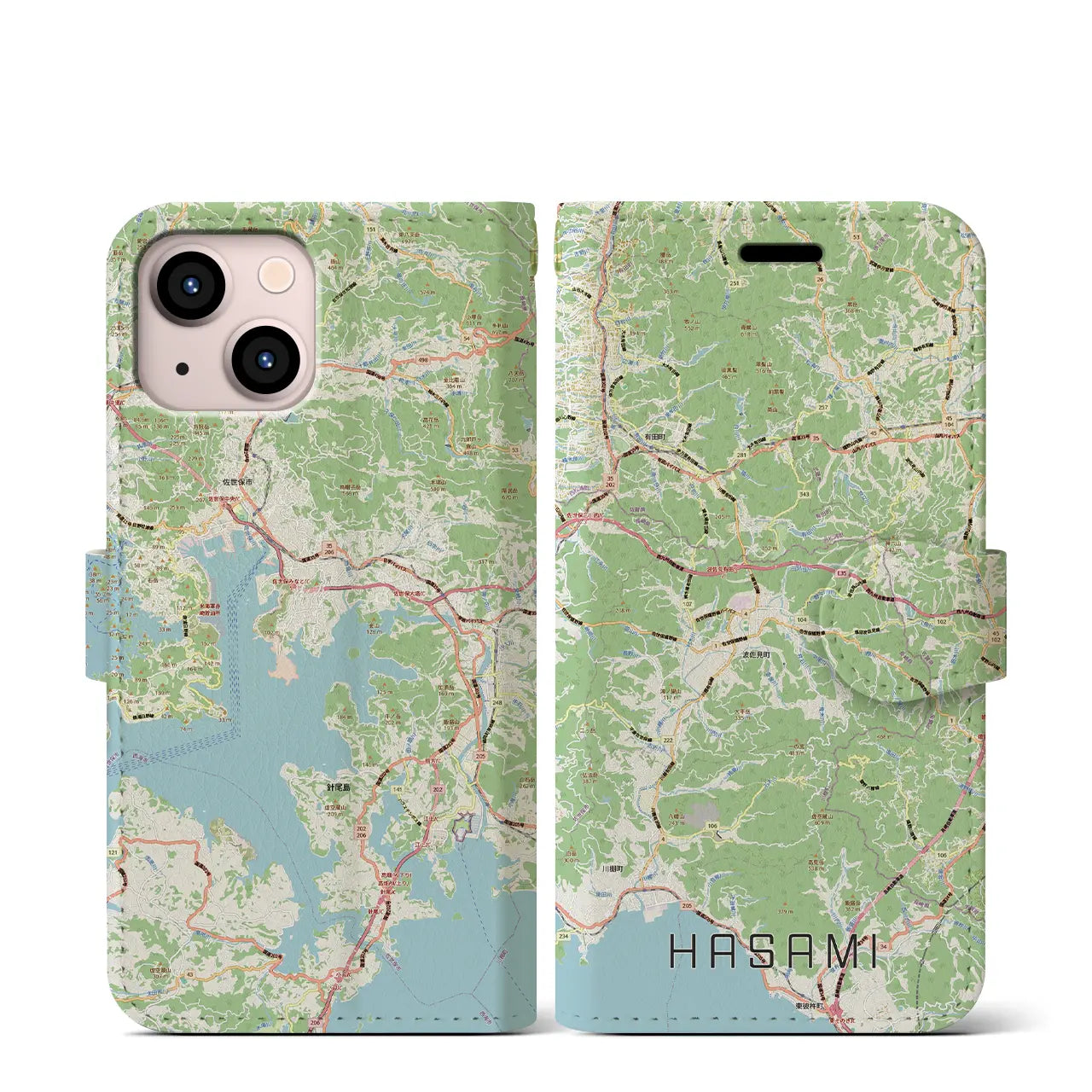 【波佐見(長崎県)】地図柄iPhoneケース(手帳タイプ)