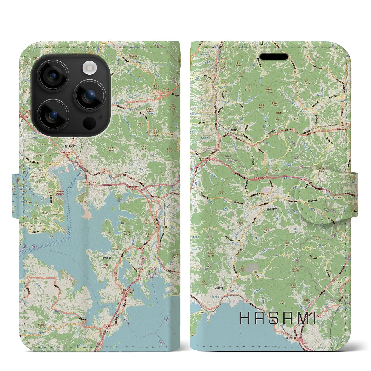 【波佐見(長崎県)】地図柄iPhoneケース(手帳タイプ)