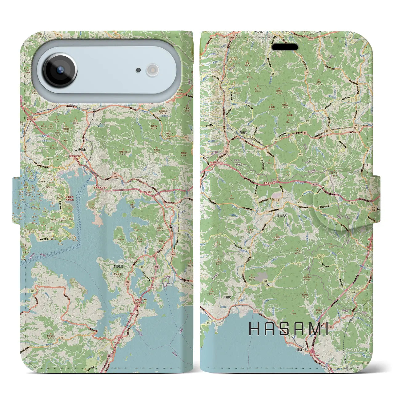【波佐見(長崎県)】地図柄iPhoneケース(手帳タイプ)