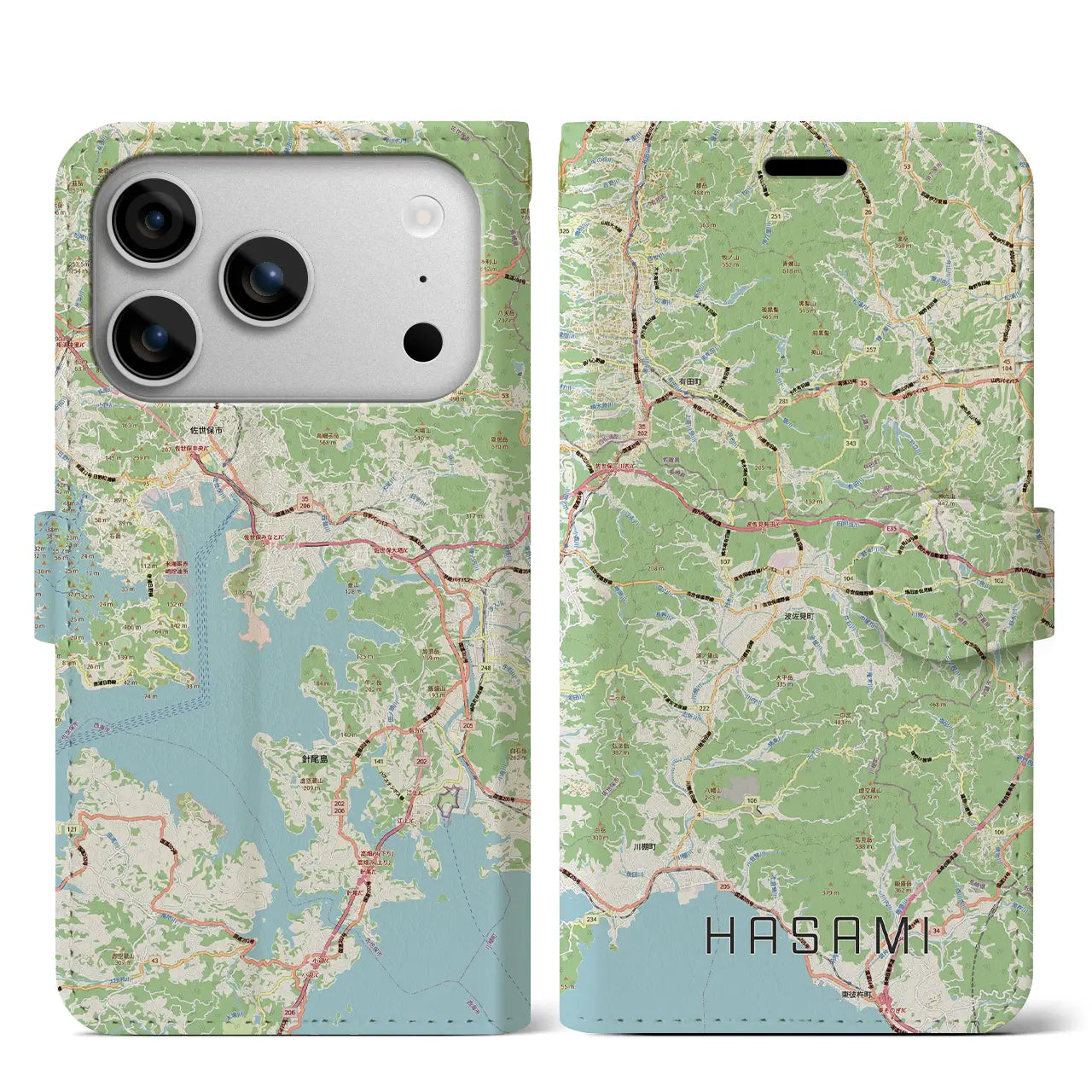 【波佐見(長崎県)】地図柄iPhoneケース(手帳タイプ)
