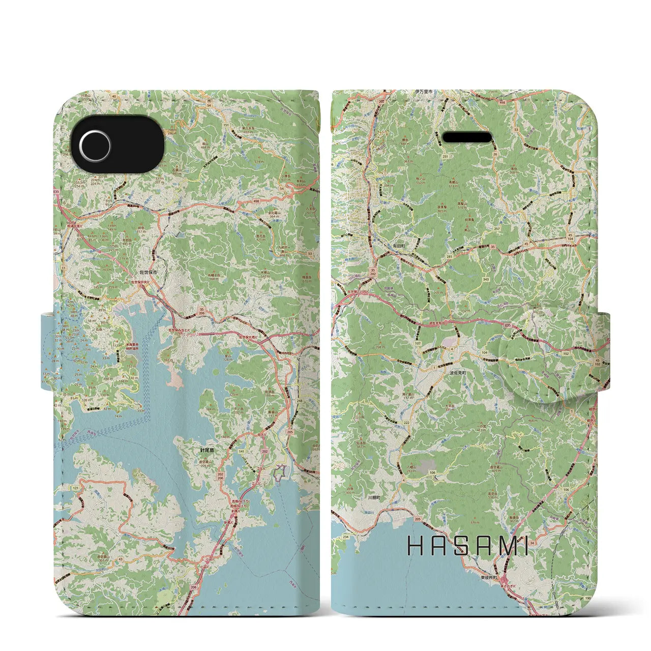 【波佐見(長崎県)】地図柄iPhoneケース(手帳タイプ)
