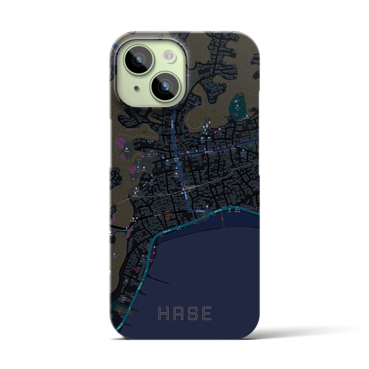 【長谷(神奈川県)】地図柄iPhoneケース(バックカバータイプ)