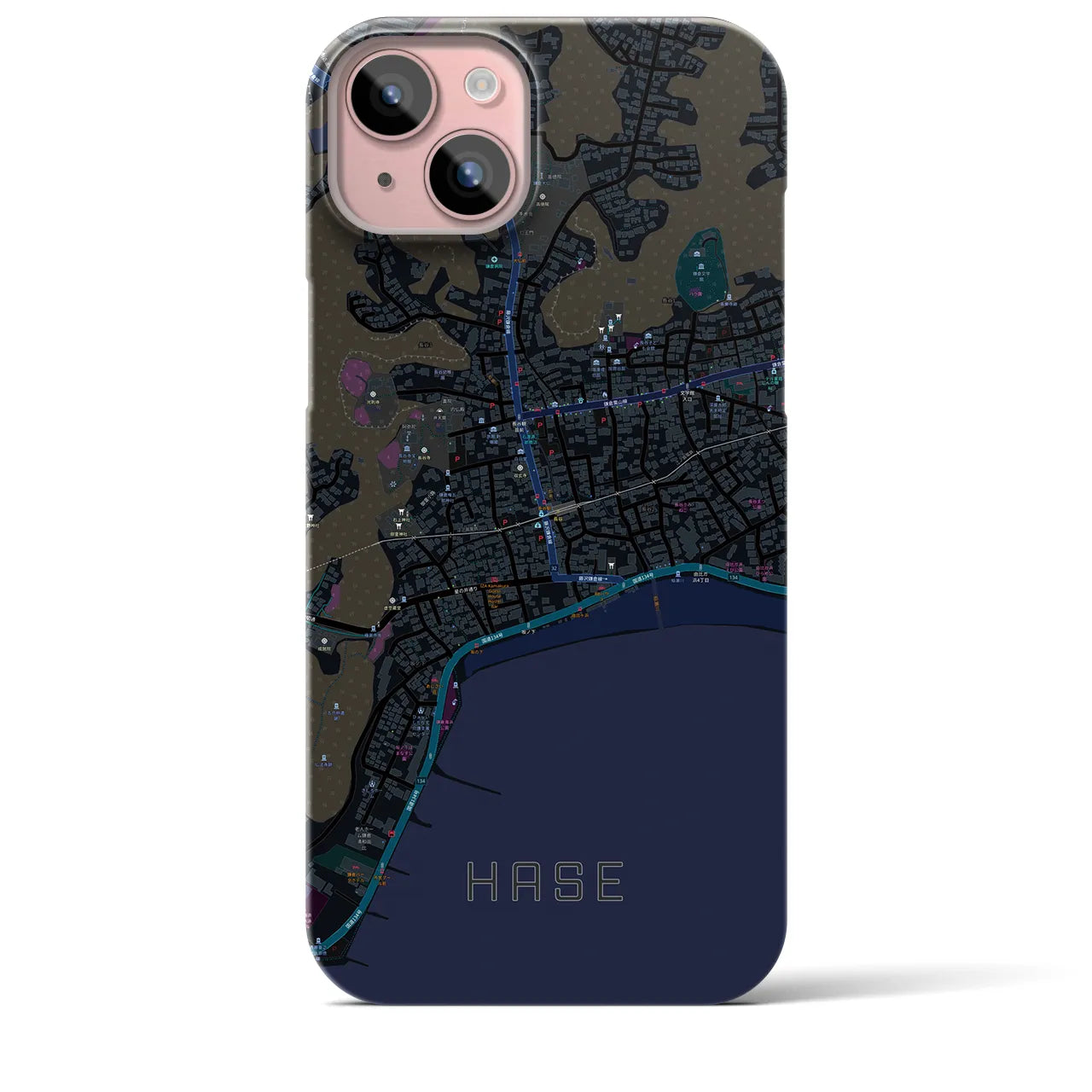 【長谷(神奈川県)】地図柄iPhoneケース(バックカバータイプ)