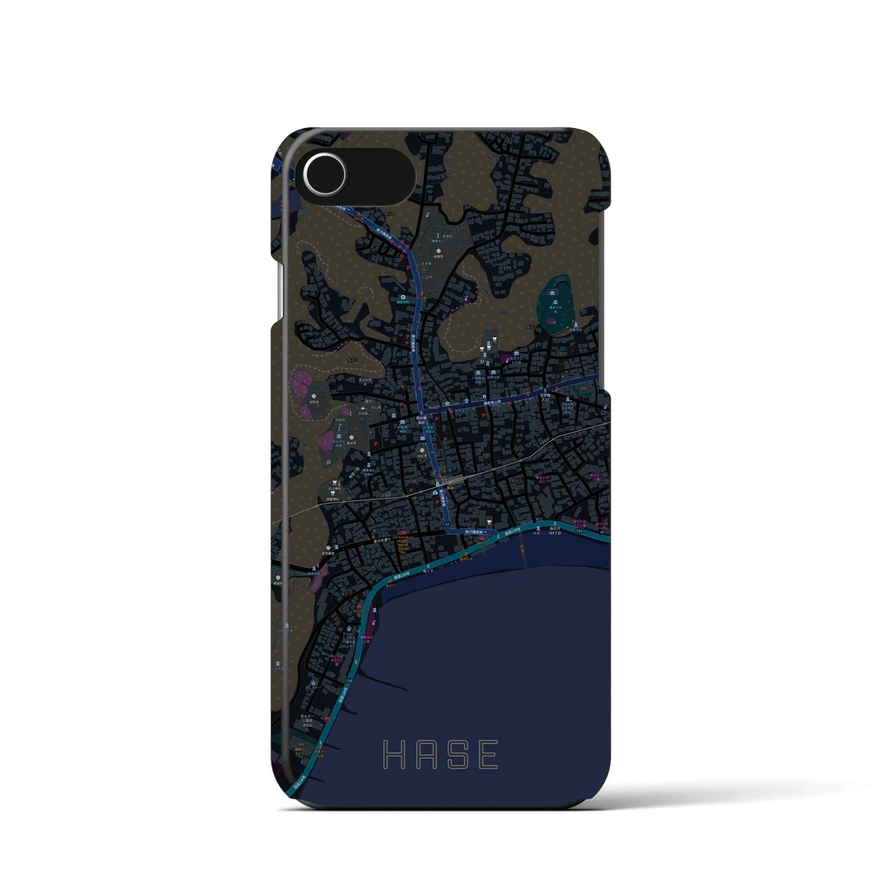 【長谷(神奈川県)】地図柄iPhoneケース(バックカバータイプ)