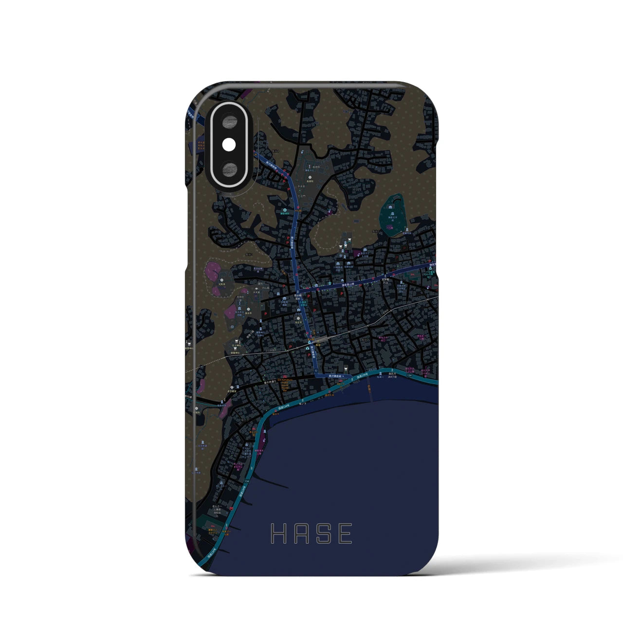 【長谷(神奈川県)】地図柄iPhoneケース(バックカバータイプ)