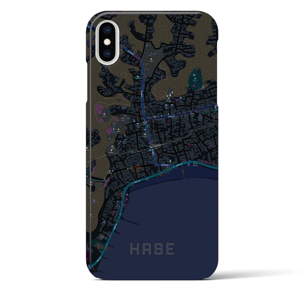 【長谷(神奈川県)】地図柄iPhoneケース(バックカバータイプ)