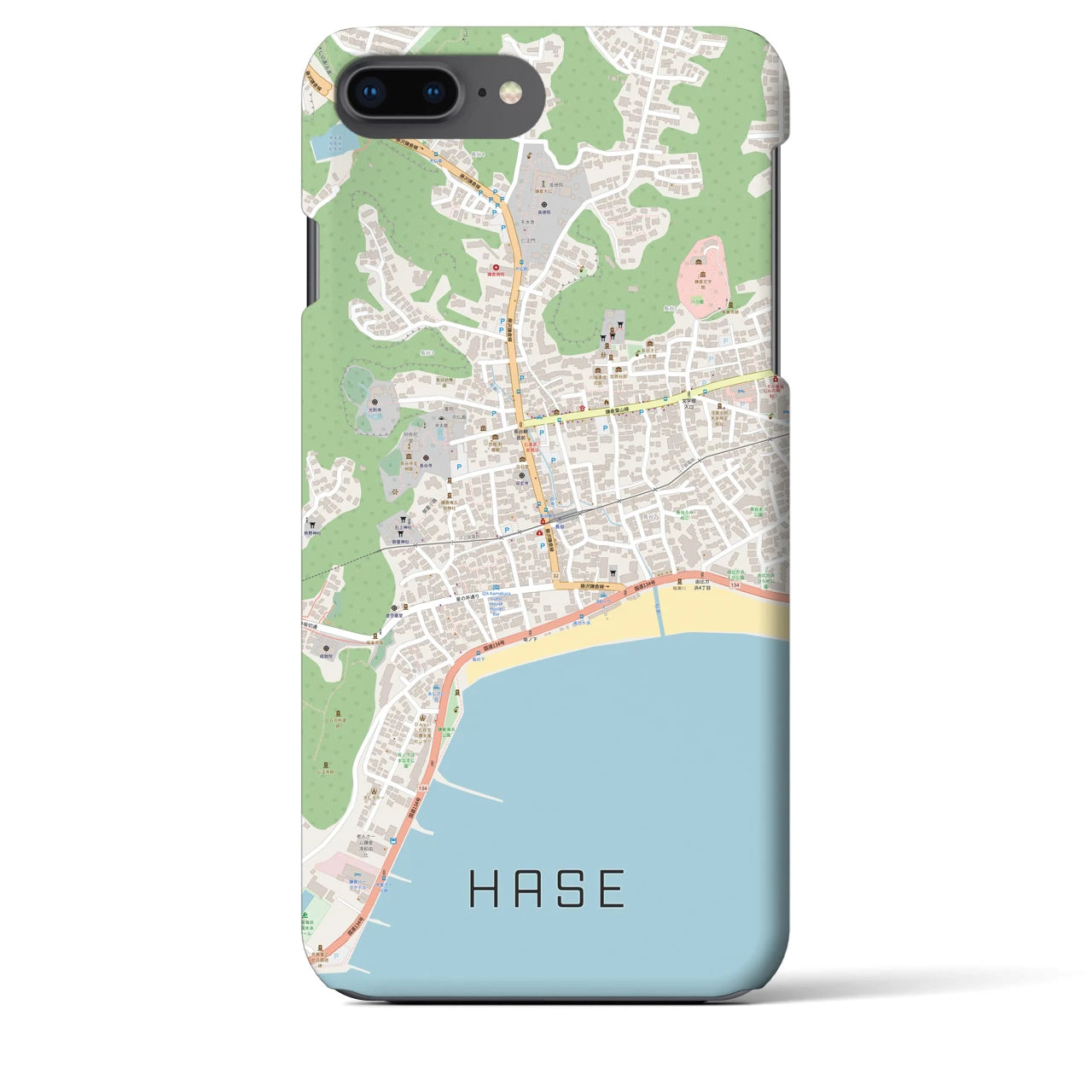 【長谷(神奈川県)】地図柄iPhoneケース(バックカバータイプ)