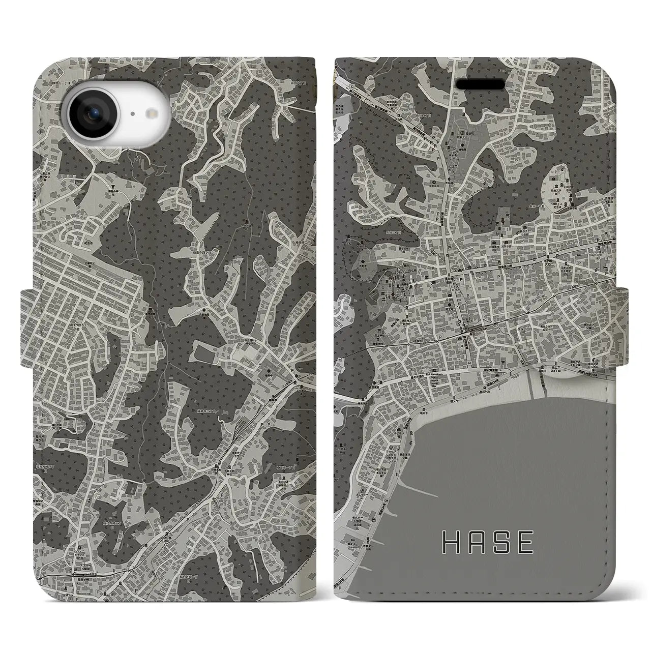 【長谷(神奈川県)】地図柄iPhoneケース(手帳タイプ)