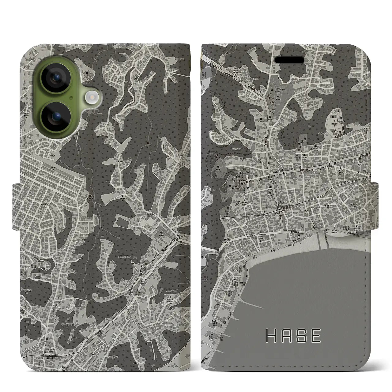 【長谷(神奈川県)】地図柄iPhoneケース(手帳タイプ)