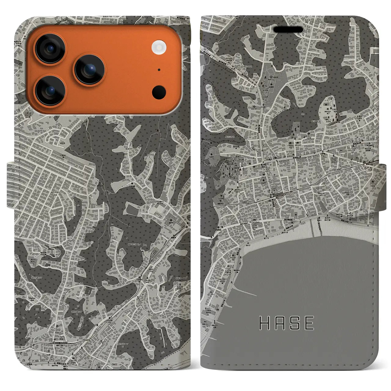 【長谷(神奈川県)】地図柄iPhoneケース(手帳タイプ)