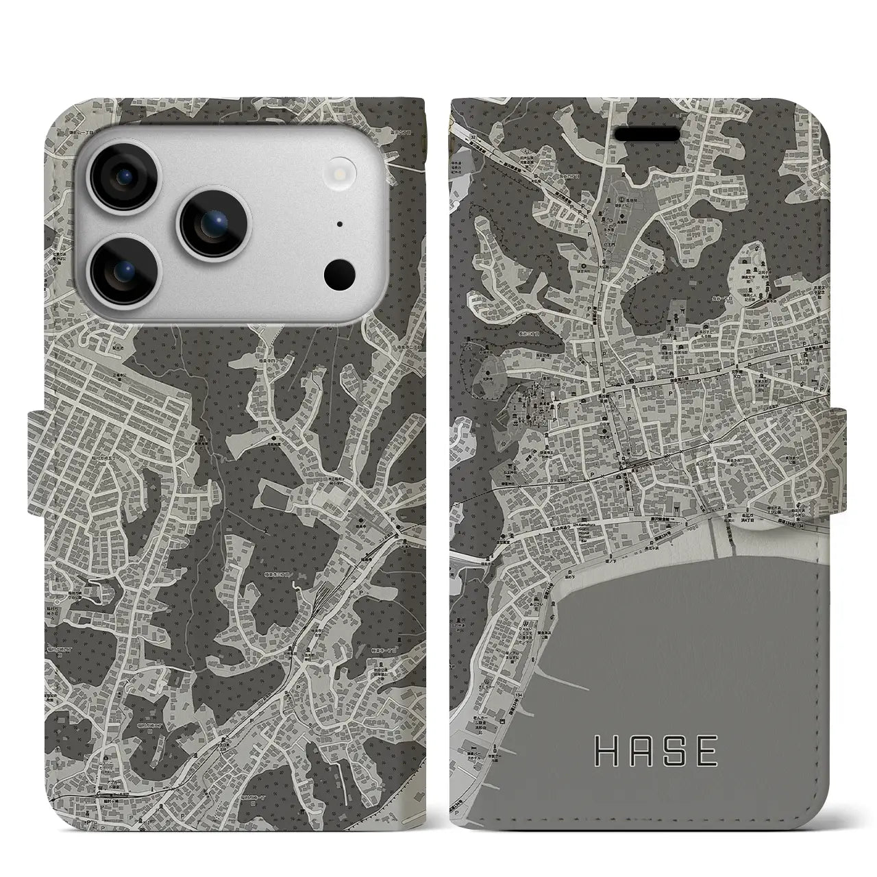 【長谷(神奈川県)】地図柄iPhoneケース(手帳タイプ)