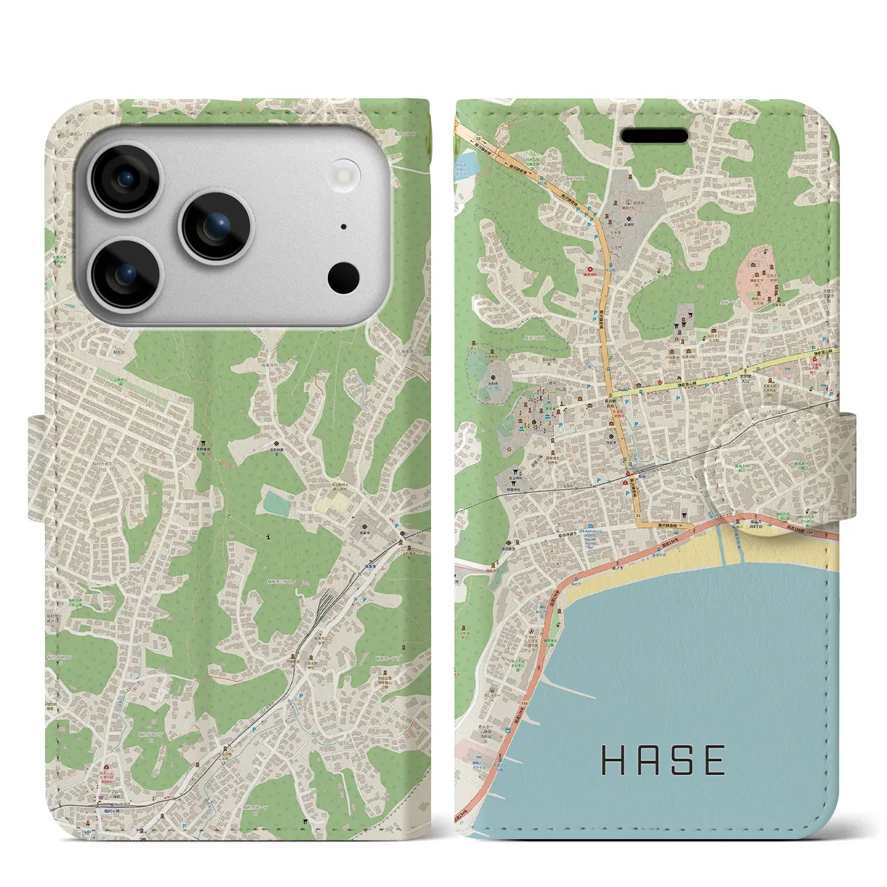 【長谷(神奈川県)】地図柄iPhoneケース(手帳タイプ)