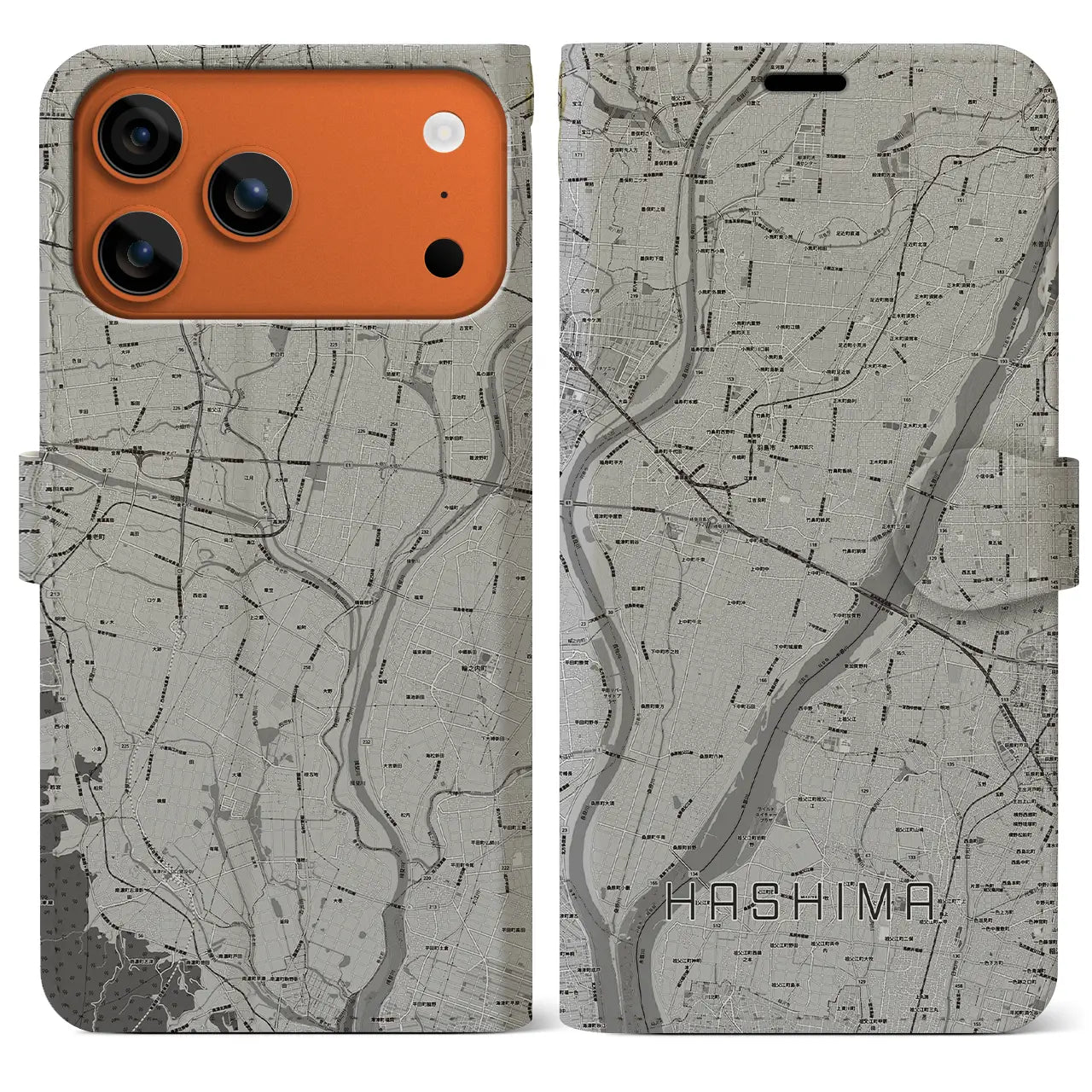 【羽島(岐阜県)】地図柄iPhoneケース(手帳タイプ)