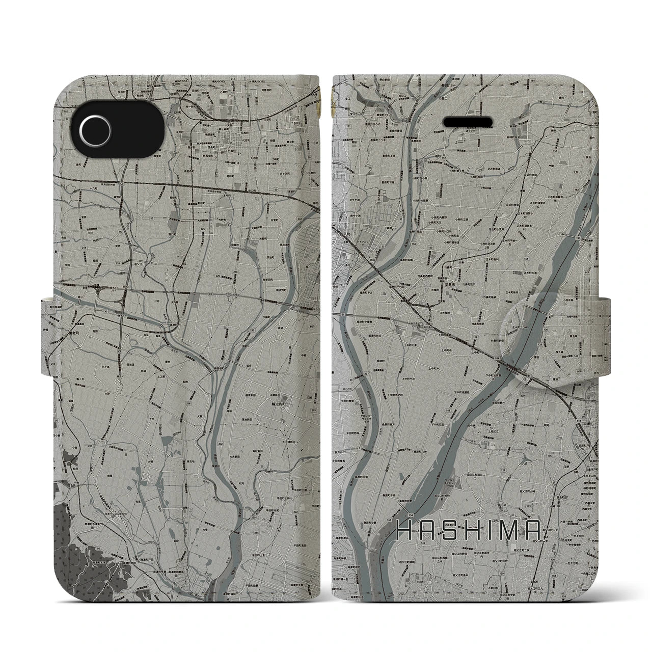 【羽島(岐阜県)】地図柄iPhoneケース(手帳タイプ)