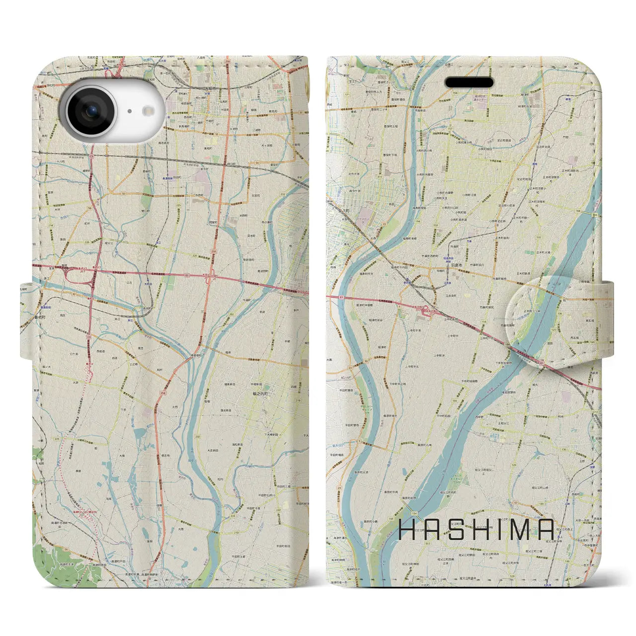 【羽島(岐阜県)】地図柄iPhoneケース(手帳タイプ)