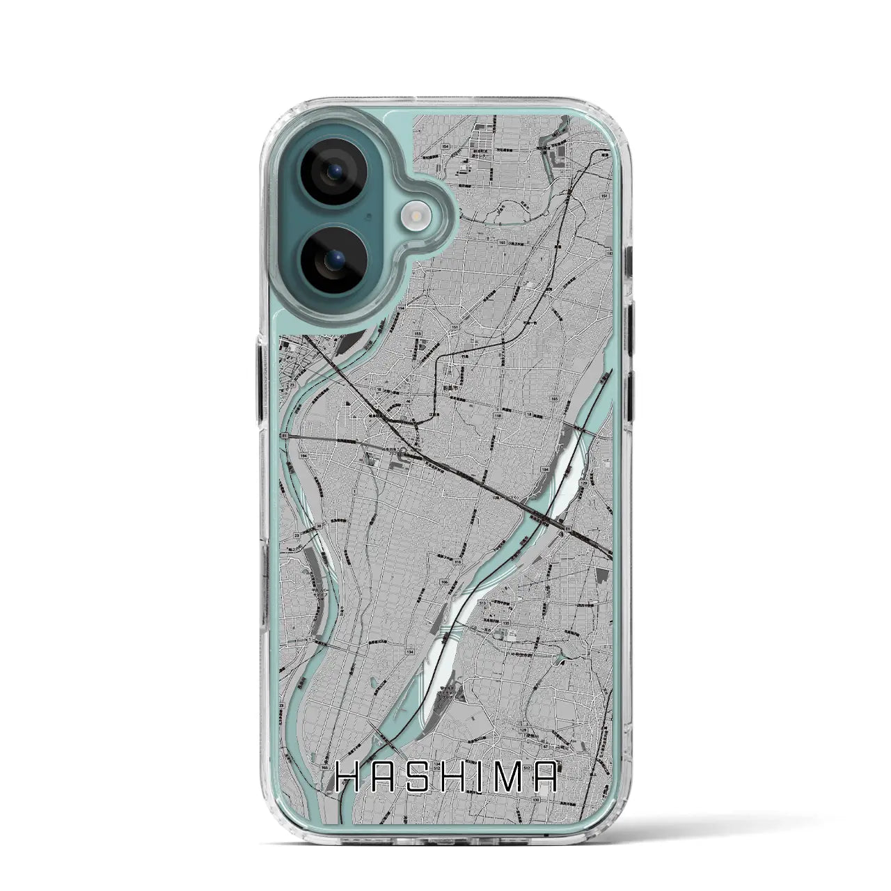 【羽島(岐阜県)】地図柄iPhoneケース(MagSafeタイプ)モノトーン・iPhone 16 Pro 用