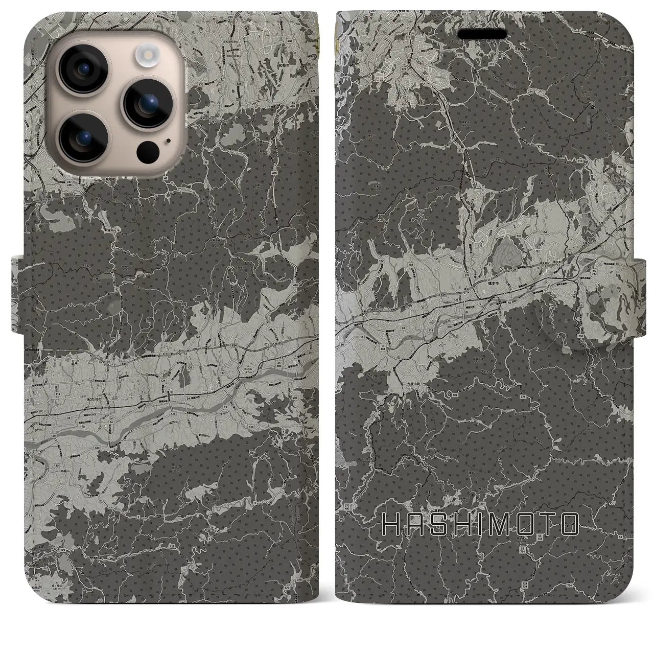 【橋本(和歌山県)】地図柄iPhoneケース(手帳タイプ)