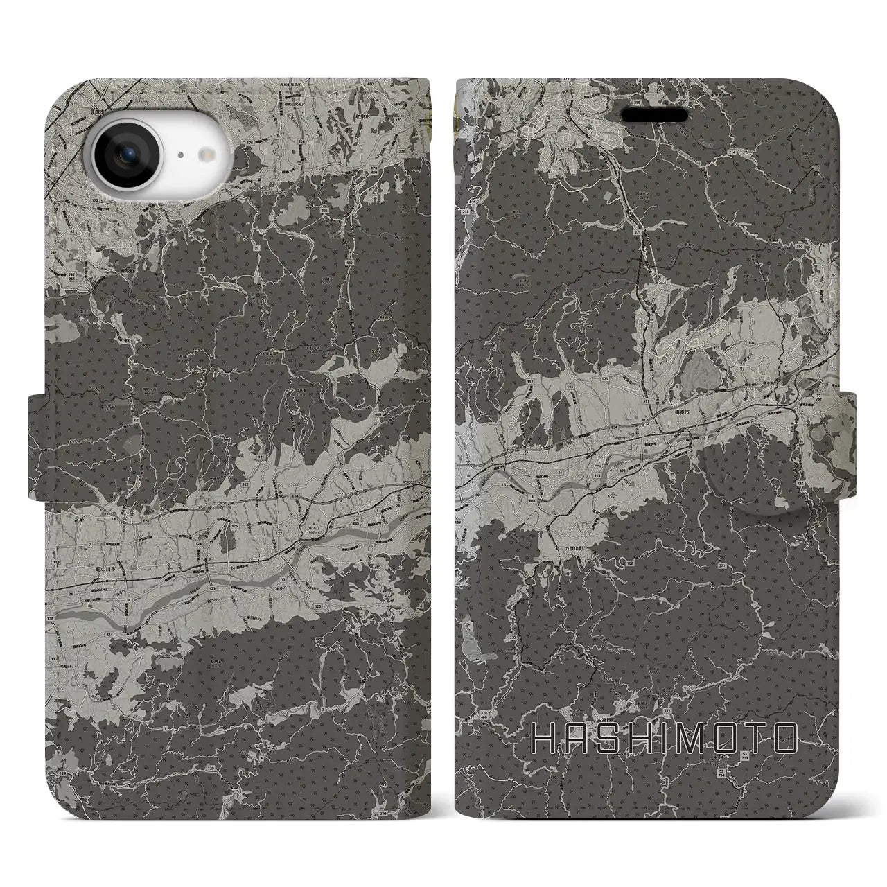 【橋本(和歌山県)】地図柄iPhoneケース(手帳タイプ)