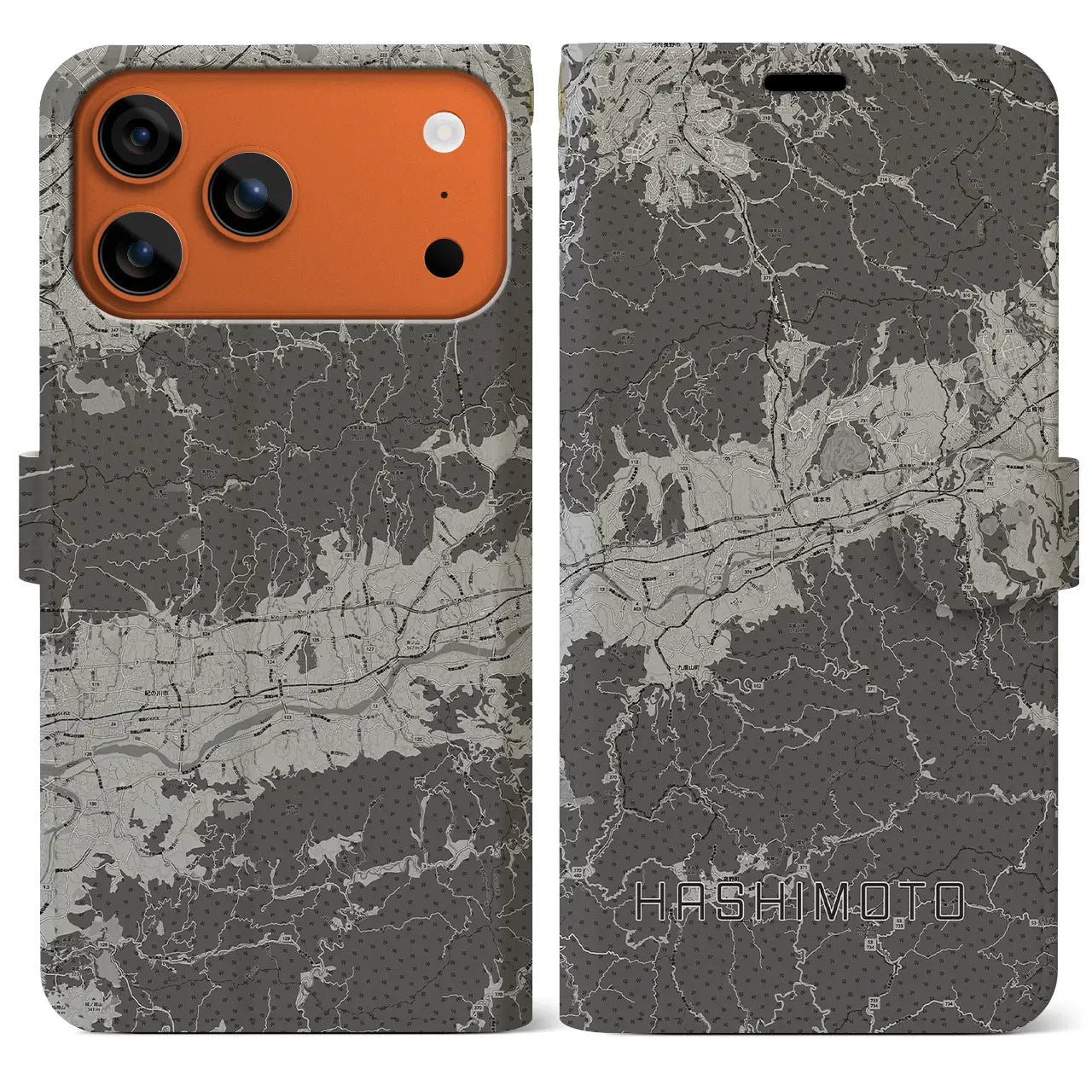 【橋本(和歌山県)】地図柄iPhoneケース(手帳タイプ)