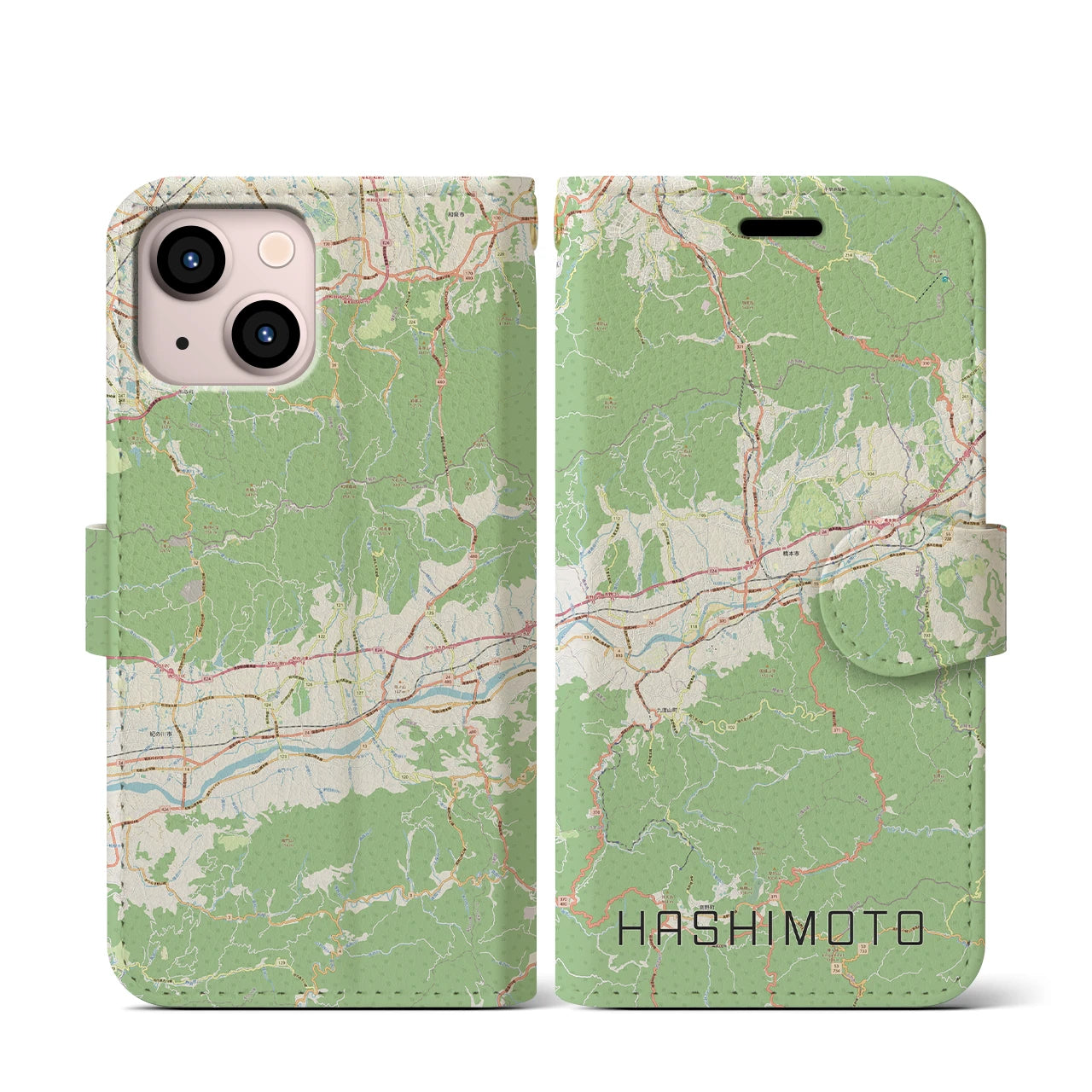 【橋本(和歌山県)】地図柄iPhoneケース(手帳タイプ)