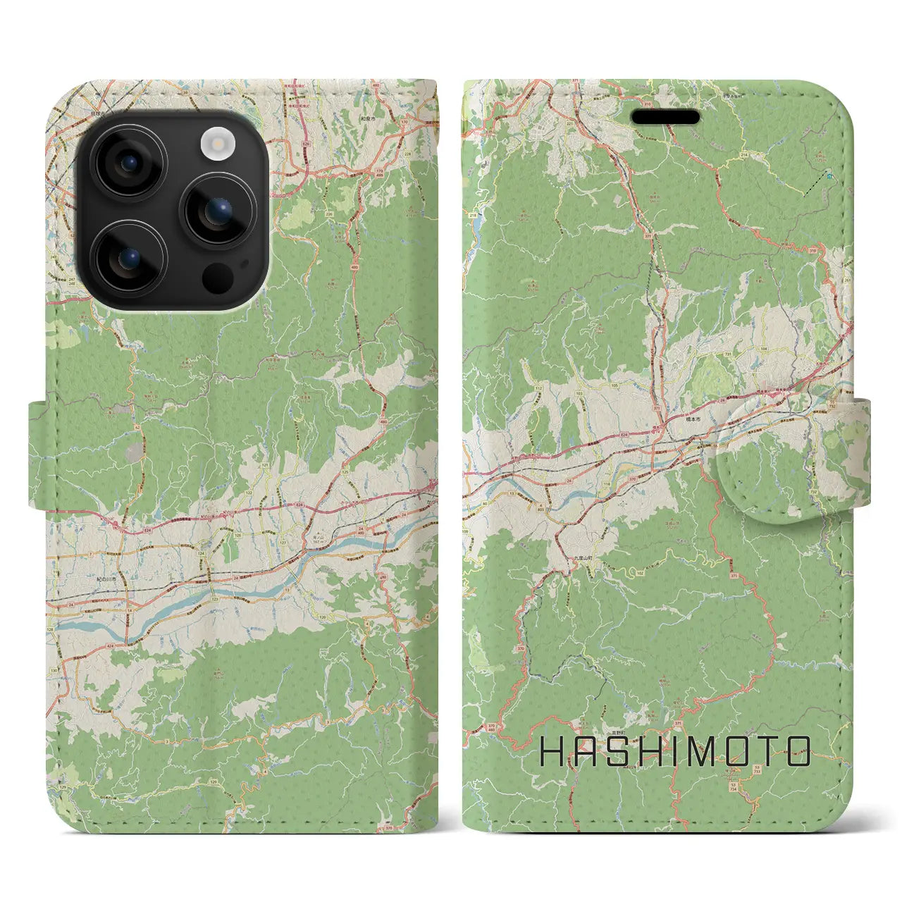 【橋本(和歌山県)】地図柄iPhoneケース(手帳タイプ)ナチュラル・iPhone 16 用