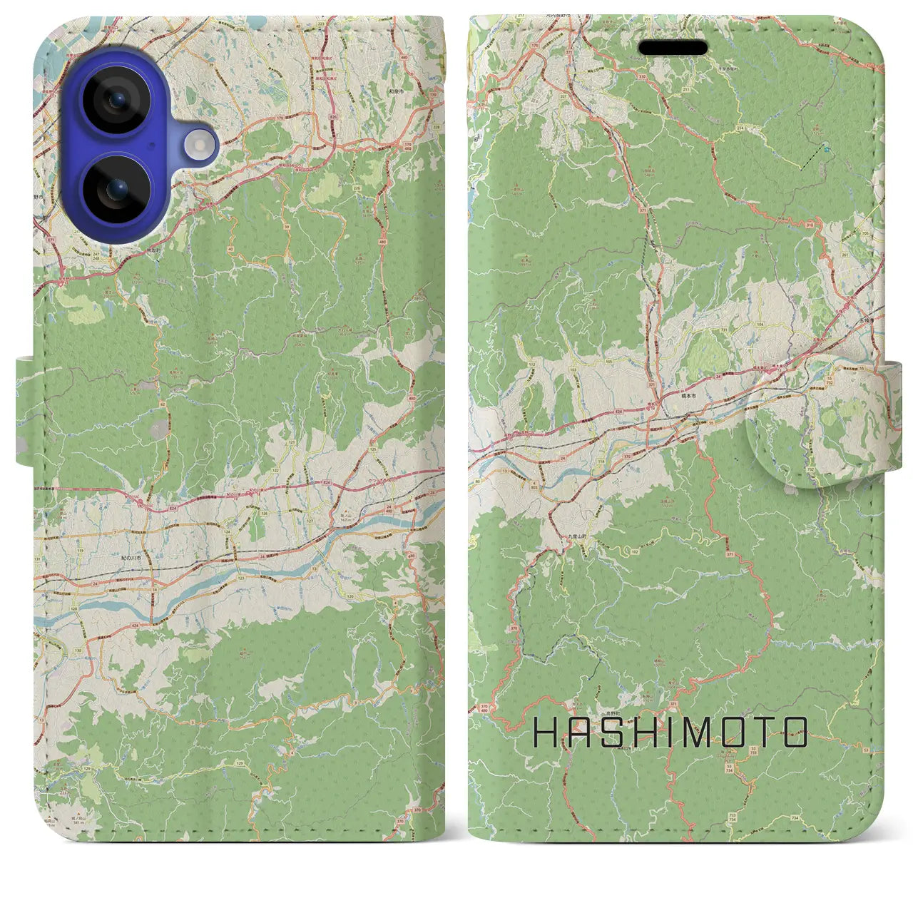【橋本(和歌山県)】地図柄iPhoneケース(手帳タイプ)ナチュラル・iPhone 16 Pro Max 用