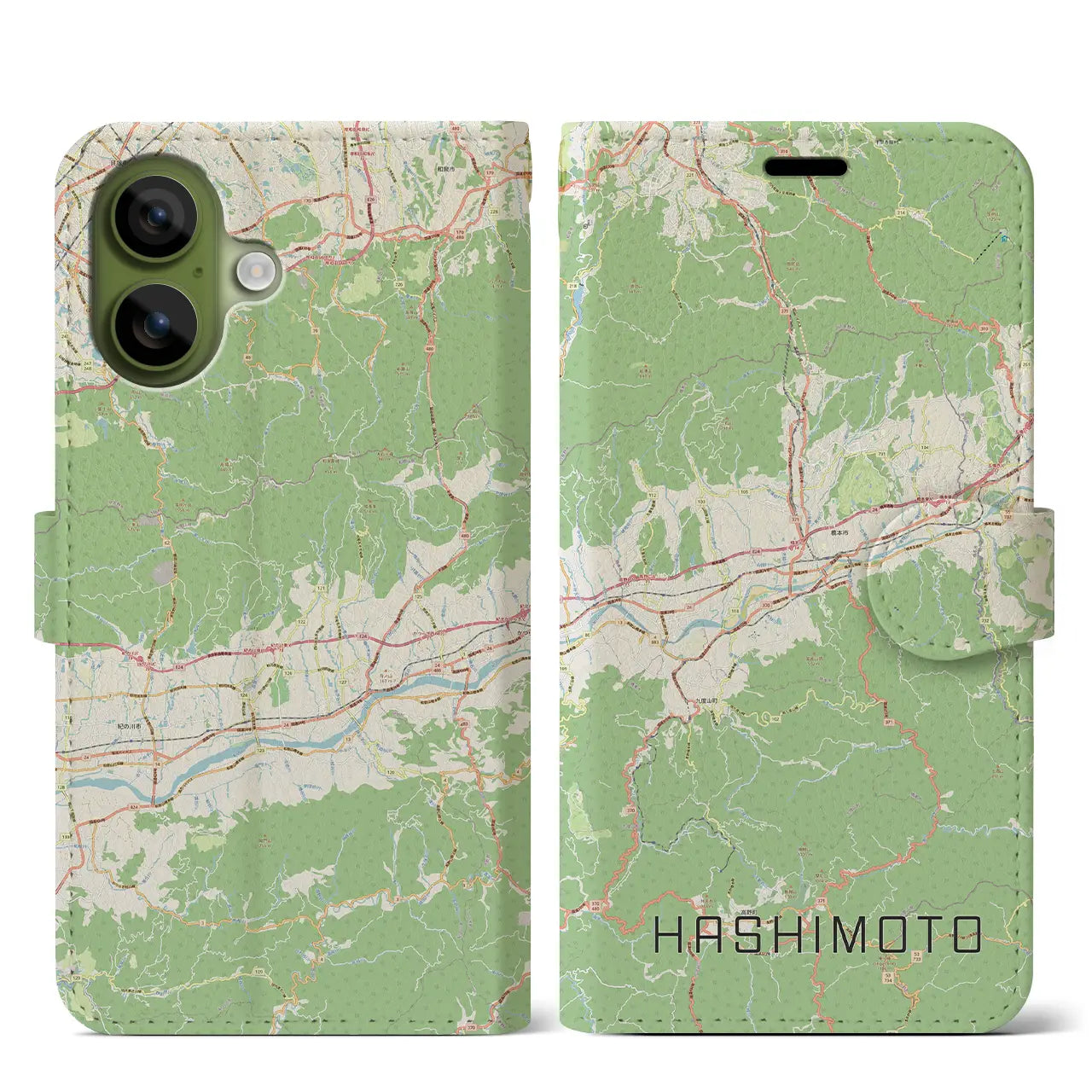 【橋本(和歌山県)】地図柄iPhoneケース(手帳タイプ)