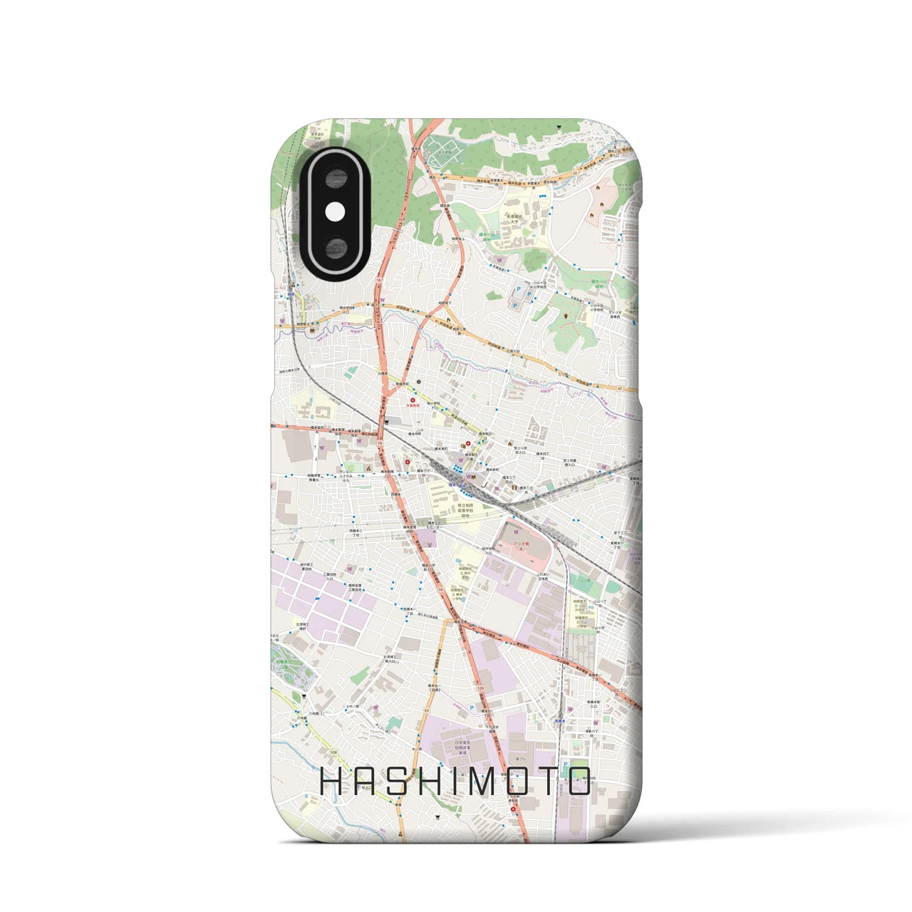 【橋本(神奈川県)】地図柄iPhoneケース(バックカバータイプ)
