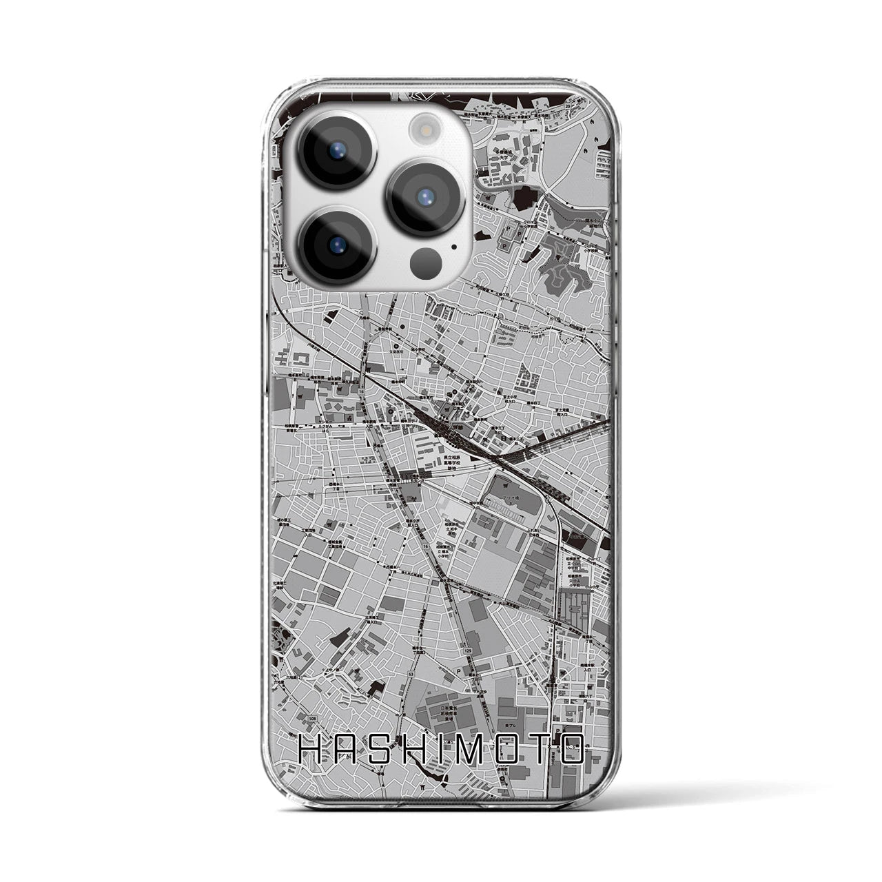 【橋本(神奈川県)】地図柄iPhoneケース(クリアタイプ)
