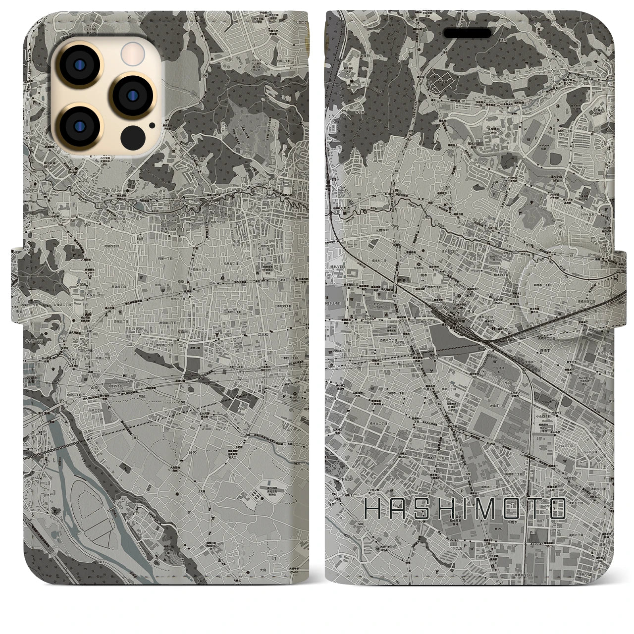 【橋本(神奈川県)】地図柄iPhoneケース(手帳タイプ)