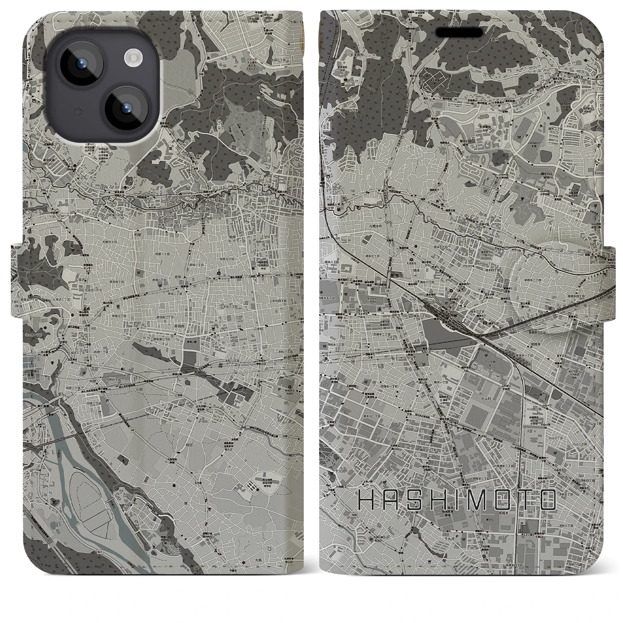 【橋本(神奈川県)】地図柄iPhoneケース(手帳タイプ)