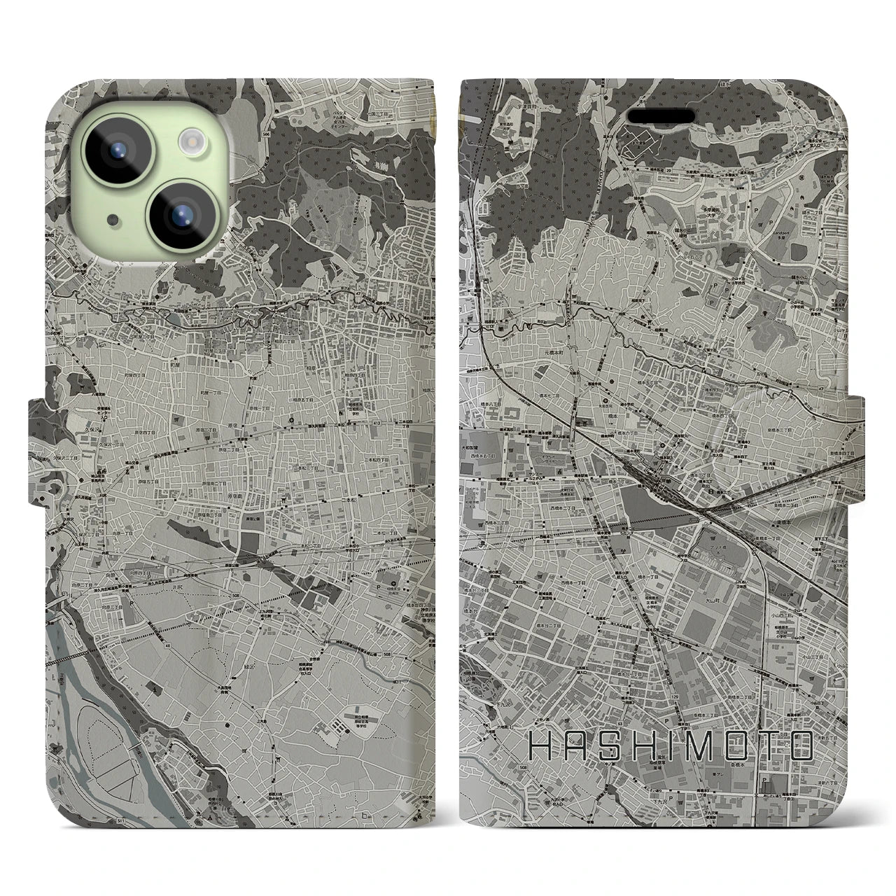 【橋本(神奈川県)】地図柄iPhoneケース(手帳タイプ)