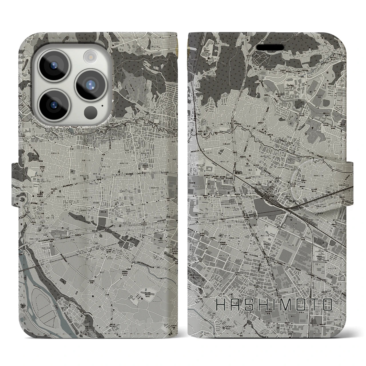 【橋本(神奈川県)】地図柄iPhoneケース(手帳タイプ)