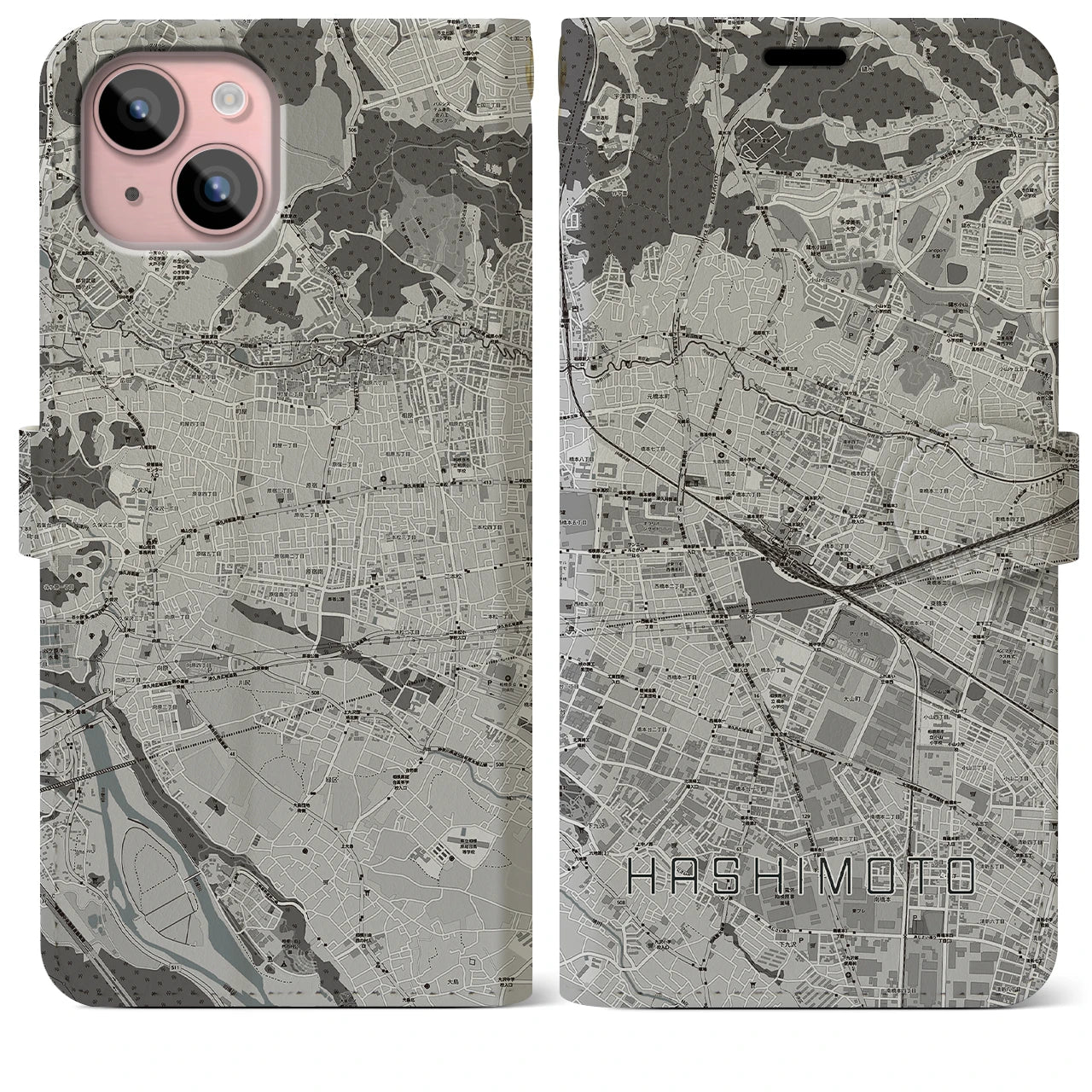 【橋本(神奈川県)】地図柄iPhoneケース(手帳タイプ)