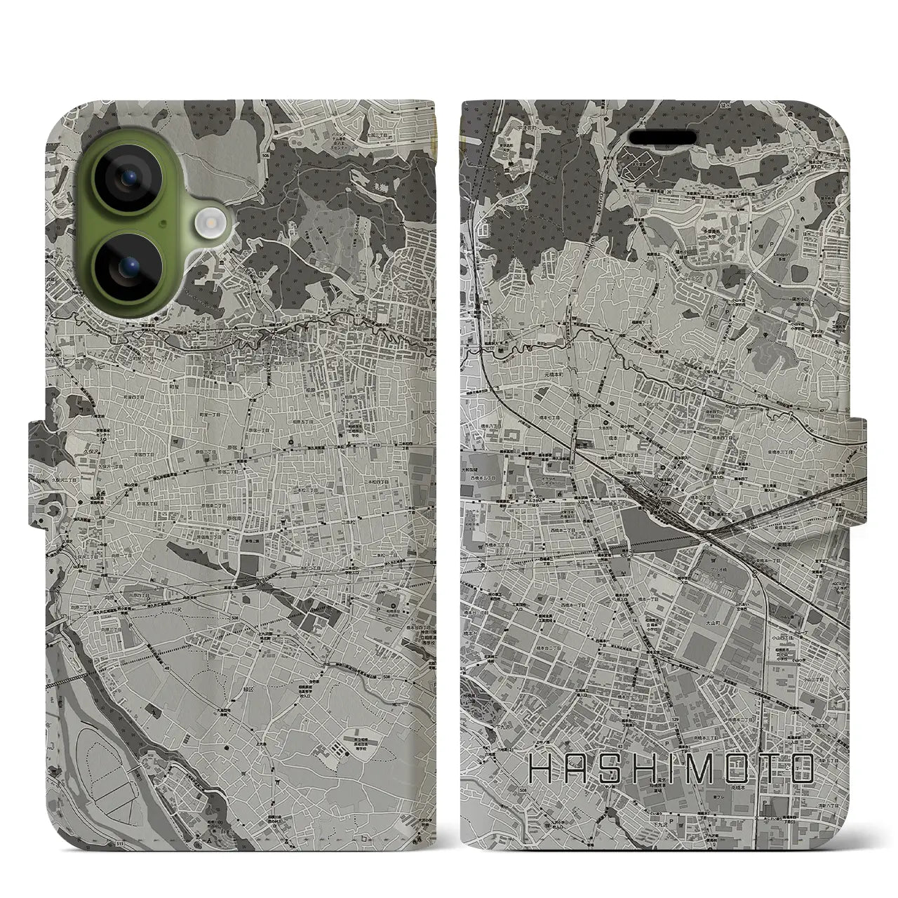 【橋本(神奈川県)】地図柄iPhoneケース(手帳タイプ)