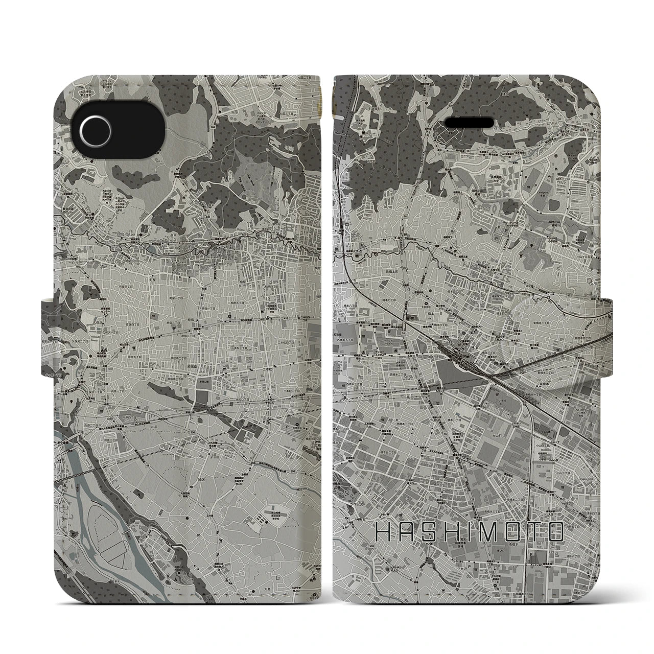 【橋本(神奈川県)】地図柄iPhoneケース(手帳タイプ)