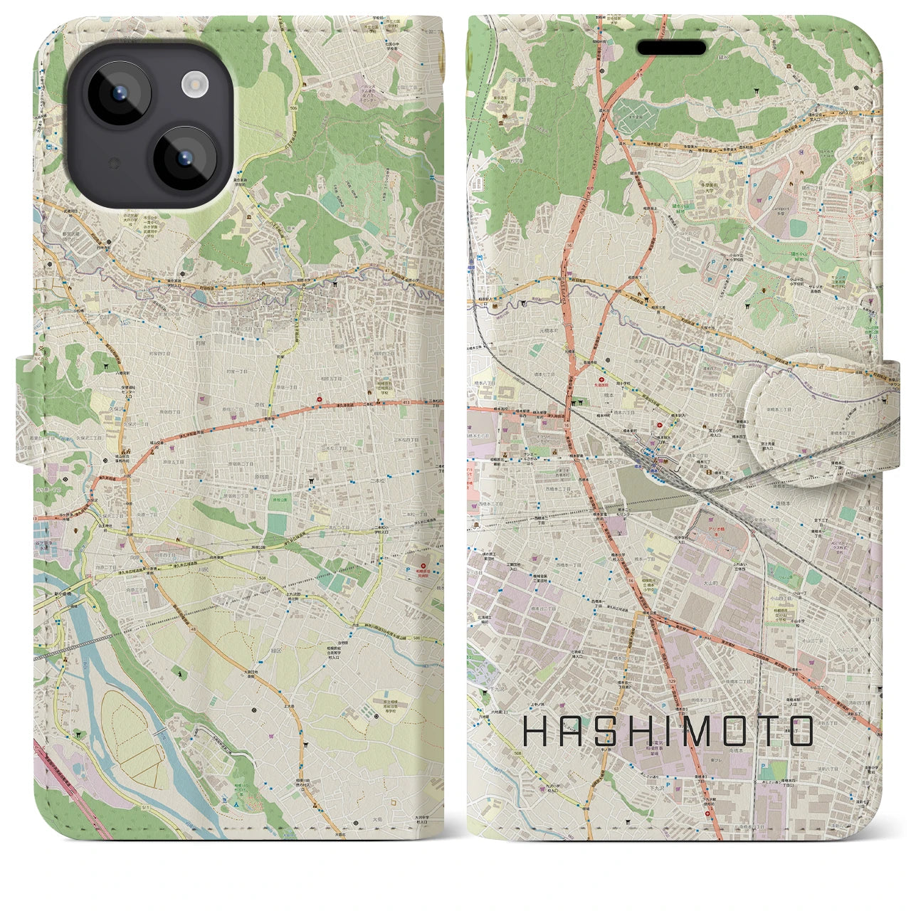 【橋本(神奈川県)】地図柄iPhoneケース(手帳タイプ)