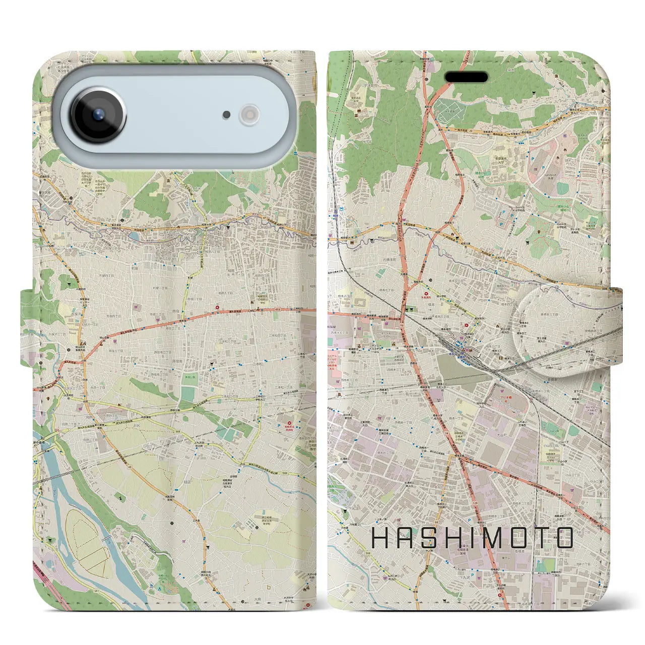 【橋本(神奈川県)】地図柄iPhoneケース(手帳タイプ)