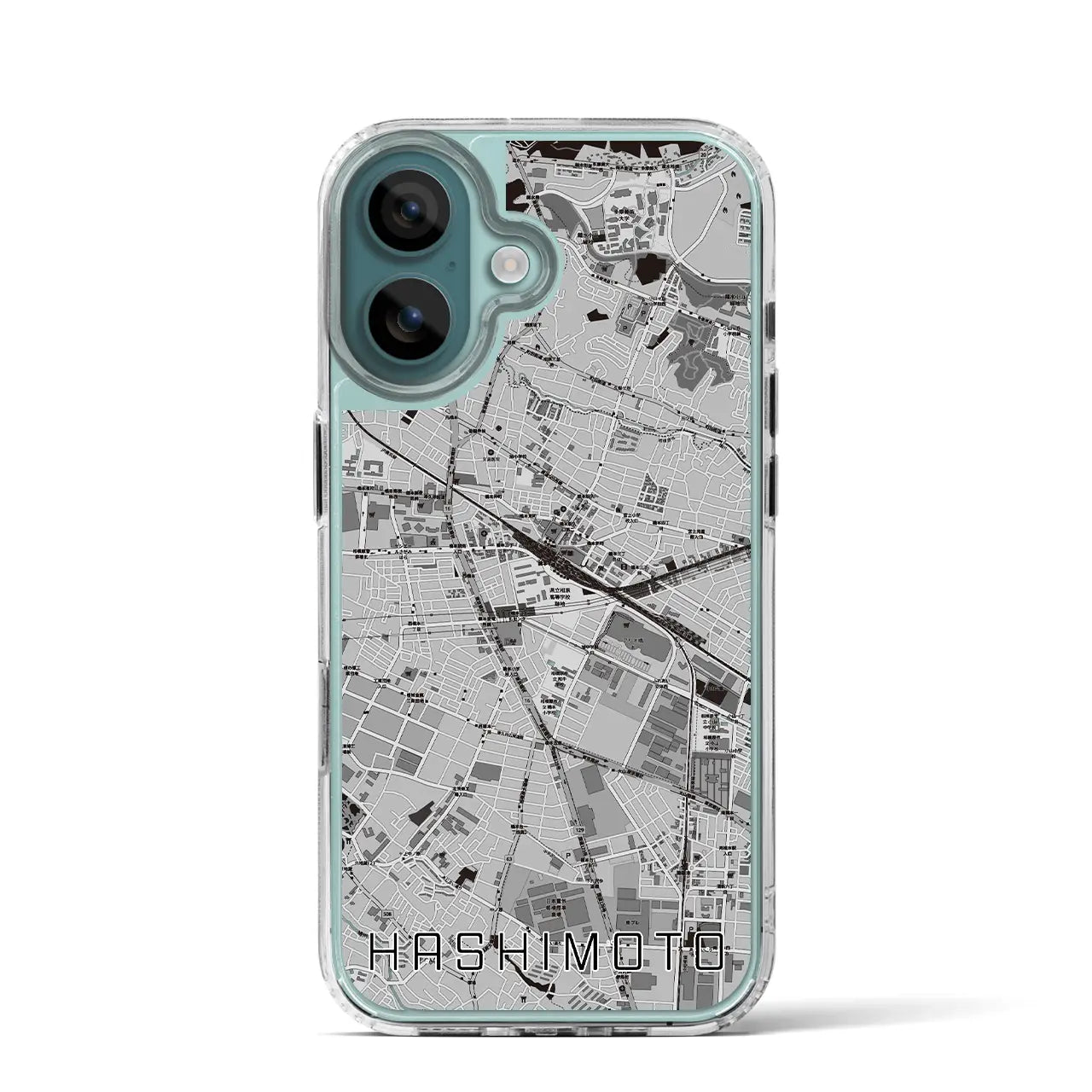 【橋本(神奈川県)】地図柄iPhoneケース(MagSafeタイプ)モノトーン・iPhone 16 Pro 用