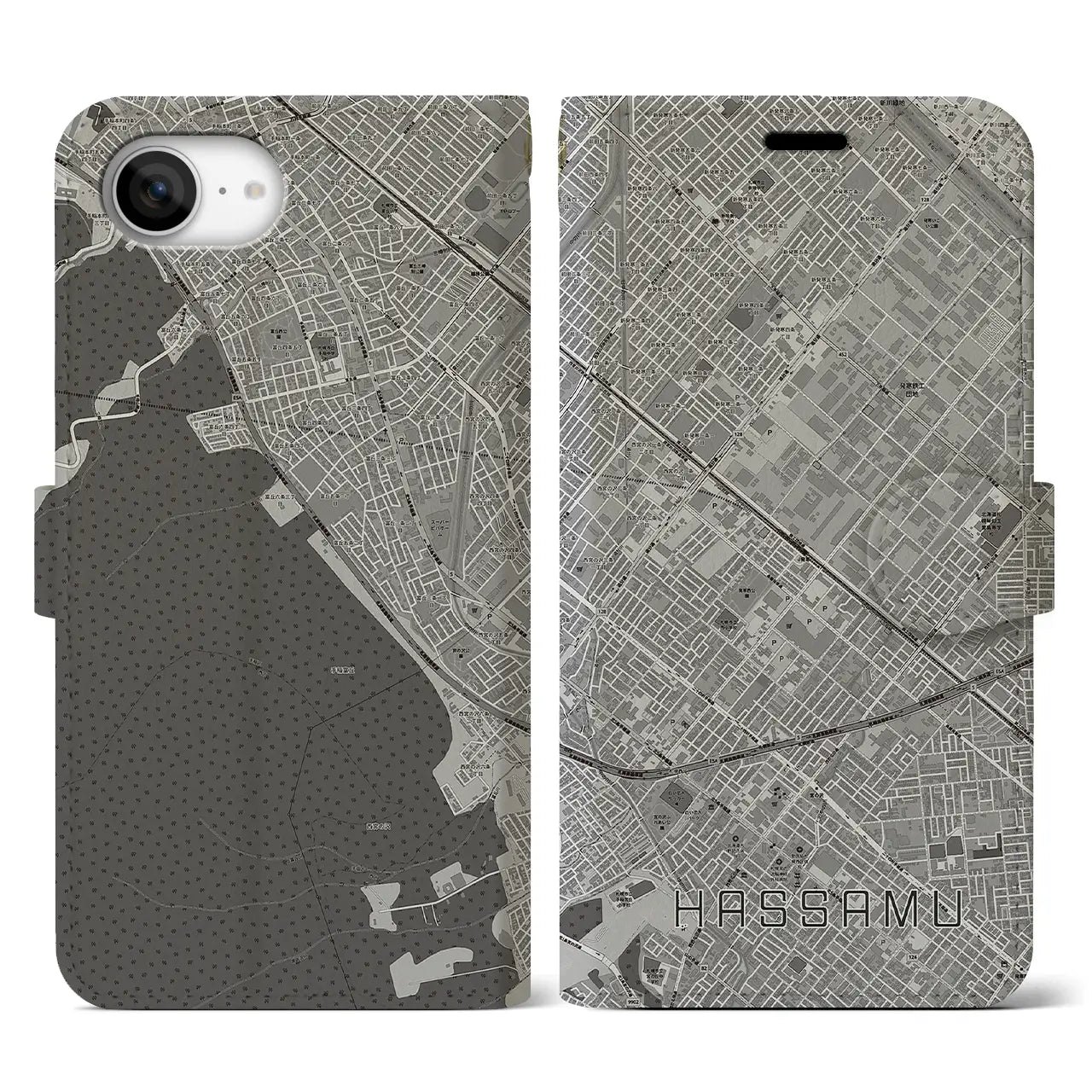 【発寒(北海道)】地図柄iPhoneケース(手帳タイプ)